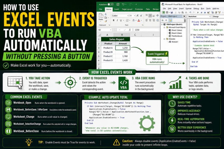 ⚡ How to Use Excel Events to Run VBA Automatically Without Pressing a Button
