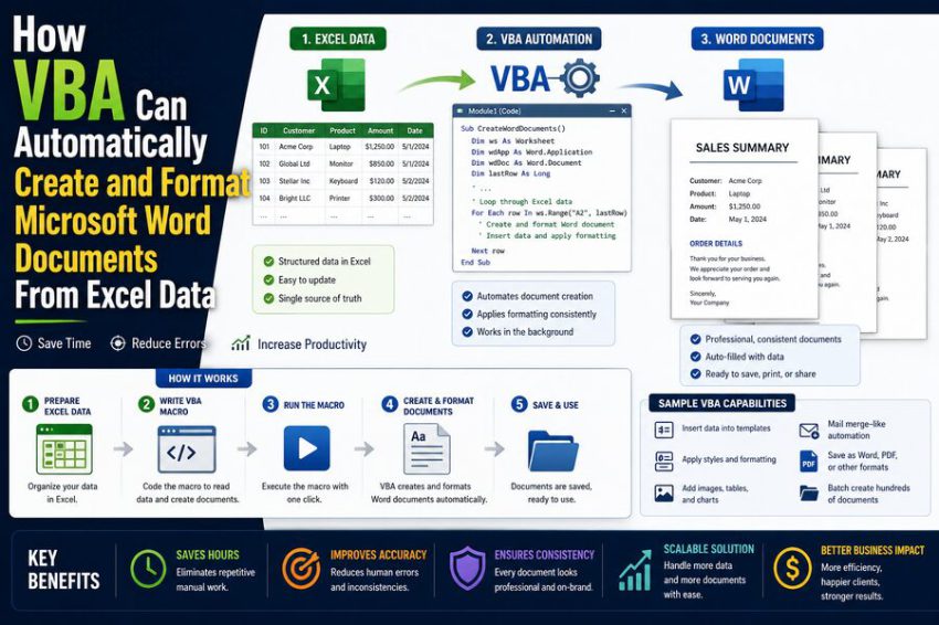 📊➡️📄 How VBA Can Automatically Create and Format Microsoft Word Documents From Excel Data