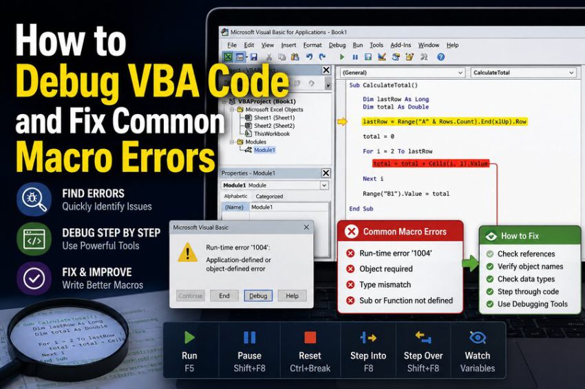How to Debug VBA Code and Fix Common Macro Errors 🐞📊💻