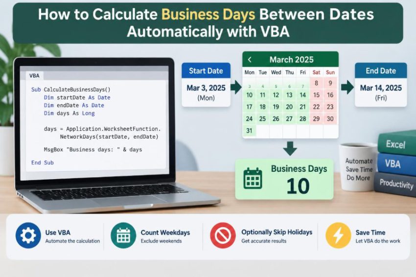 ⚙️ How to Calculate Business Days Between Dates Automatically with VBA