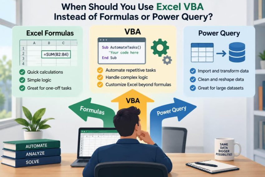 ⚙️ When Should You Use Excel VBA Instead of Formulas or Power Query?