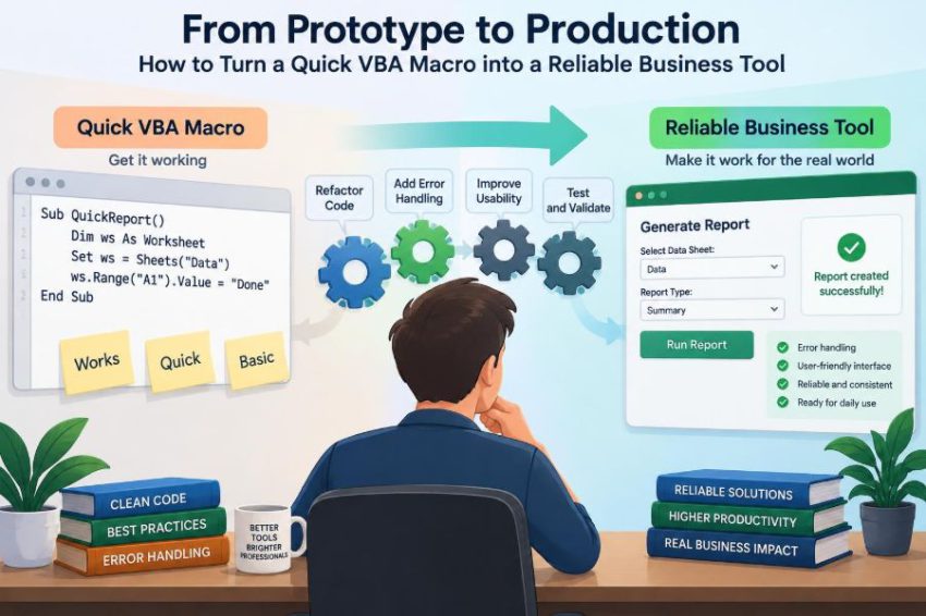 ⚙️ From Prototype to Production: How to Turn a Quick VBA Macro into a Reliable Business Tool
